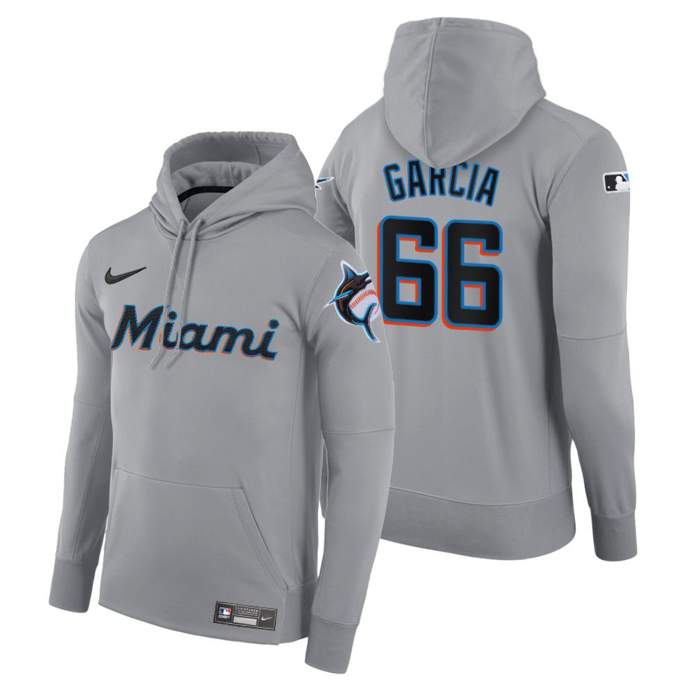 Men Miami Marlins #66 Garcia gray road hoodie 2021 MLB Nike Jerseys